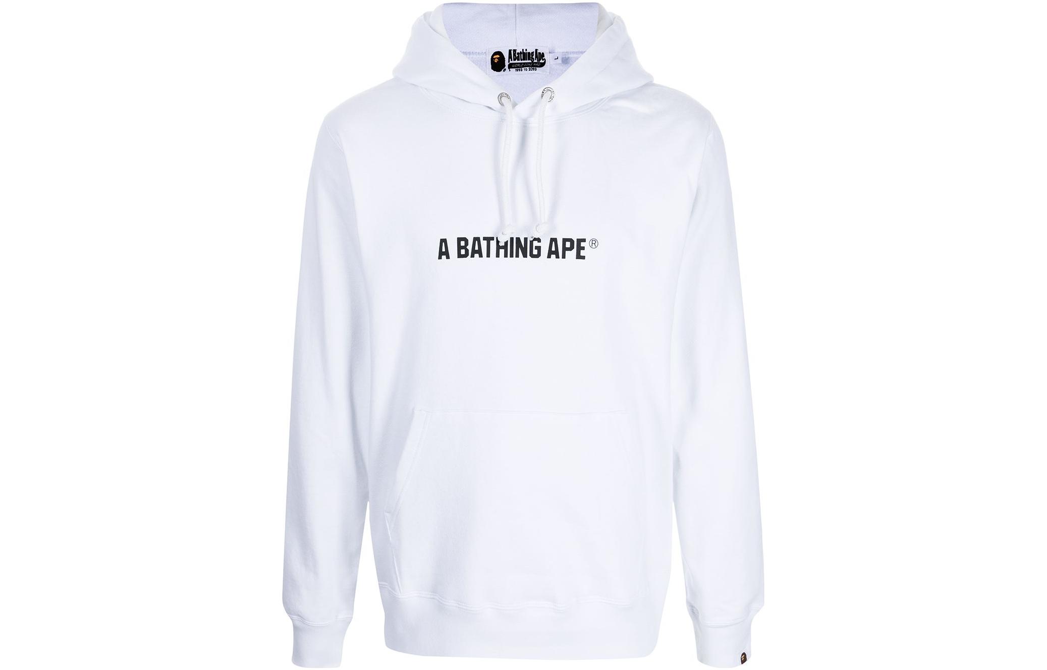 BAPE SS22 Logo Printed Hoodie White 001PPH801006M