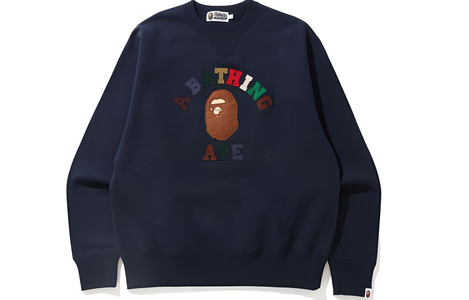 BAPE SS22 Multicolor Logo Patch Crewneck Pullover Sweatshirt . 0ZXSWM113002G