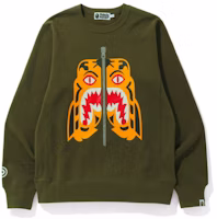 BAPE SS22 Tiger Head Zip Pullover Crewneck Sweatshirt Mens 0ZXSWM113019I BAPE SS22 Tiger Head Zip Pullover Crewneck Sweatshirt Mens 0ZXSWM113019I
