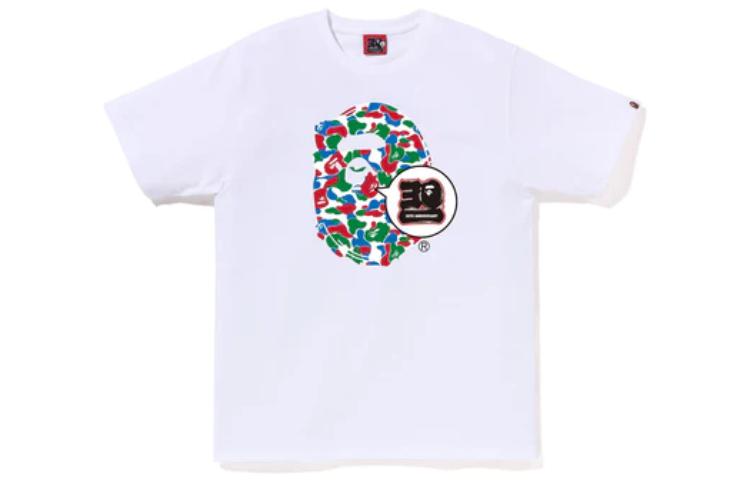 BAPE SS23 30th Anniversary Qingdao Exclusive Camo Ape Graphic Tee White Unisex Gift Box. 1J22-110-056