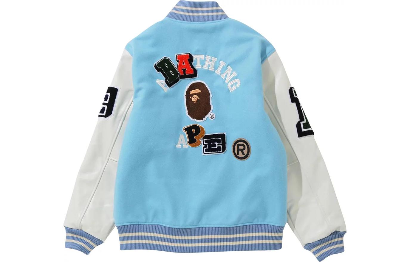 BAPE SS23 3D Letter Print Baseball Collar Button-Up Jacket Menswear 1H70-141-003
