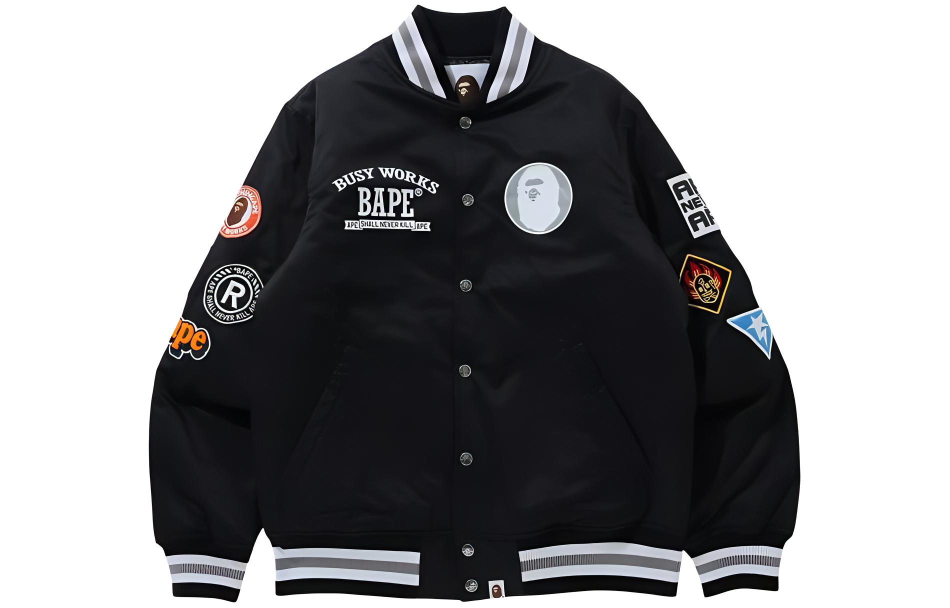 BAPE SS23 Alphabet Patch Varsity Jacket Black 1H70-141-004