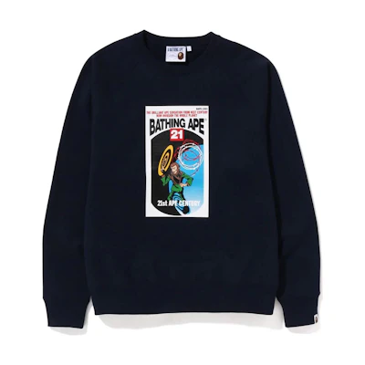 BAPE SS23 LEGACY Logo Print Graphic Long Sleeve Crewneck Sweatshirt . 1J30-113-001