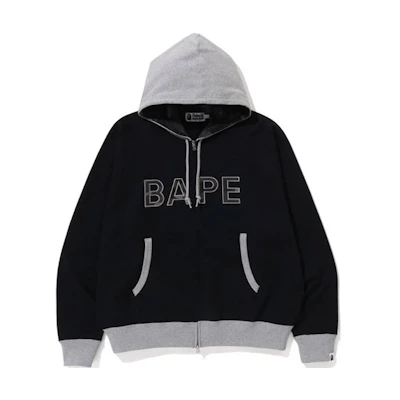 BAPE SS23 Outline Letter Print Zip-Up Hoodie Long Sleeve 1J30-115-014