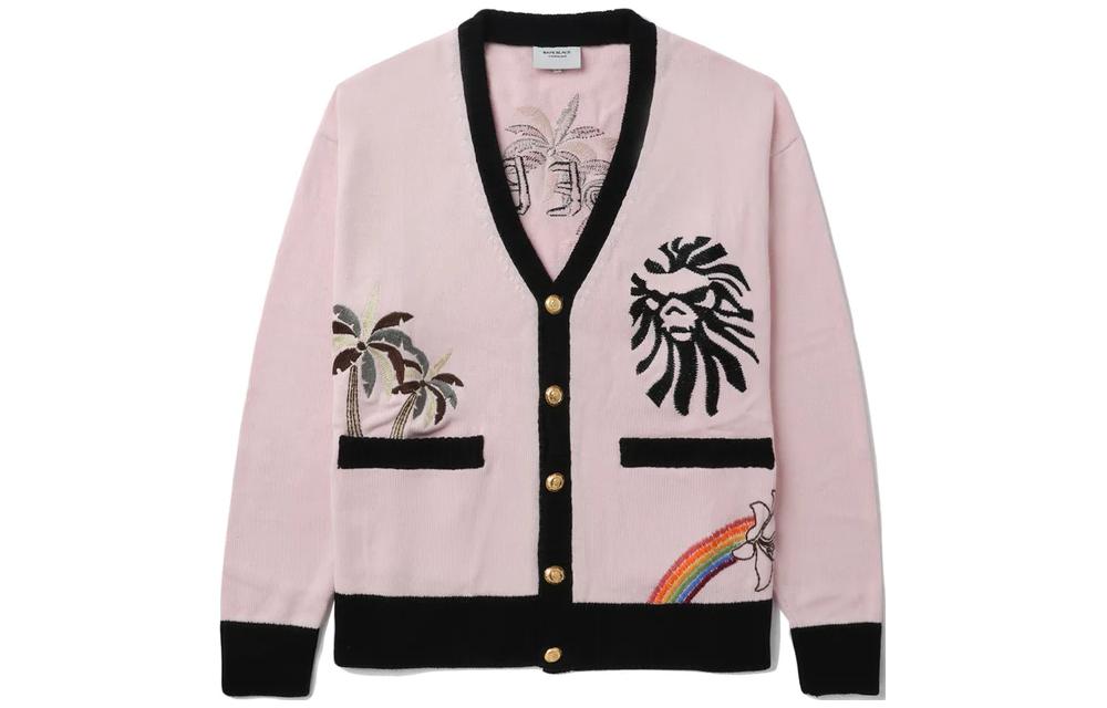 BAPE SS23 Palm Tree Embroidery Cardigan  V-Neck Knit Sweater. 1J20-120-001