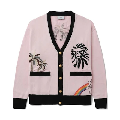 BAPE SS23 Palm Tree Embroidery Cardigan V-Neck Knit Sweater. 1J20-120-001