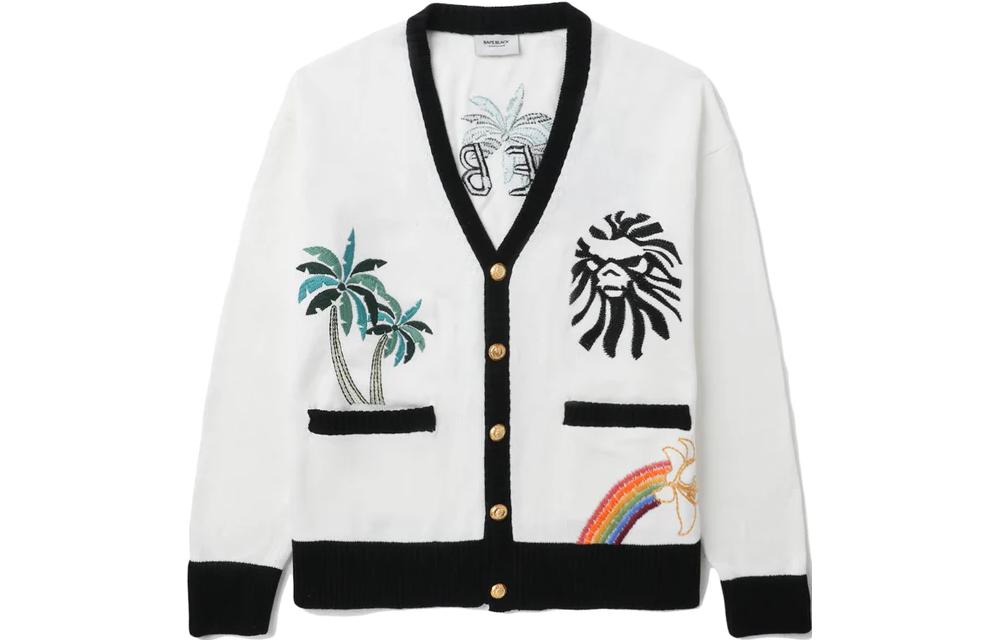 Shop 베이프 SS23 야자수 자수 가디건 브이넥 니트 스웨터. 1J20-120-001