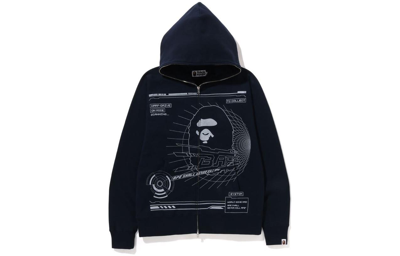 BAPE SS23 Printed Zip-Up Hoodie Long-Sleeve Jacket 1J30-115-008