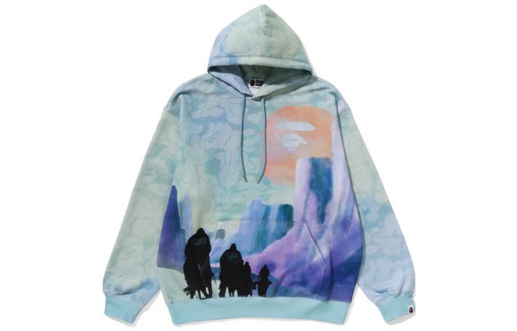 BAPE SS23 Scenic Print Hoodie Blue Long Sleeve Pullover 1J70-114-003