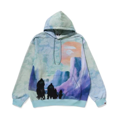 BAPE SS23 Scenic Print Hoodie Blue Long Sleeve Pullover 1J70-114-003