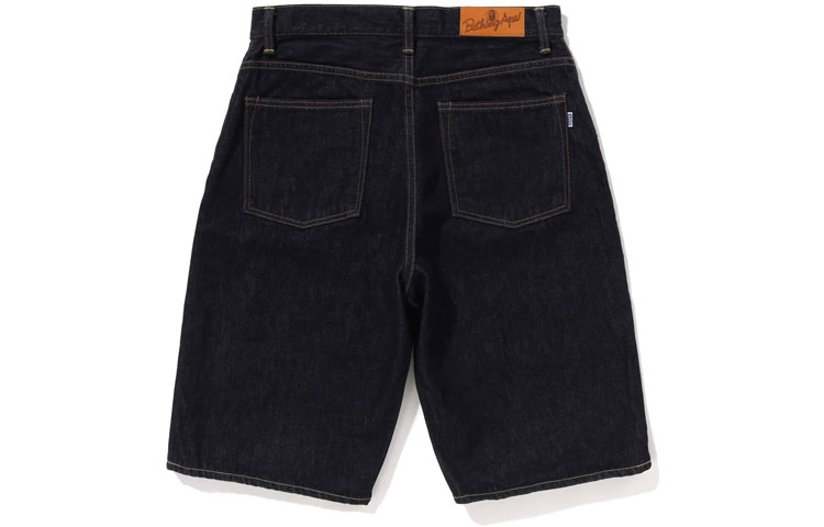 Lookbook BAPE SS23 Shark Print Button-Up Straight Shorts Men’s Mid-Rise Fit Navy Blue. 1J30-151-001