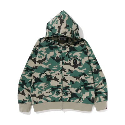 BAPE SS23 Woodland Camo Ape Head Green Zip Hoodie BP073TD4Z2