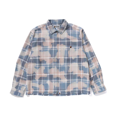 BAPE SS24 Bleach Capsule Plaid Zip-Up Shirt Jacket Unisex 1K30-131-005