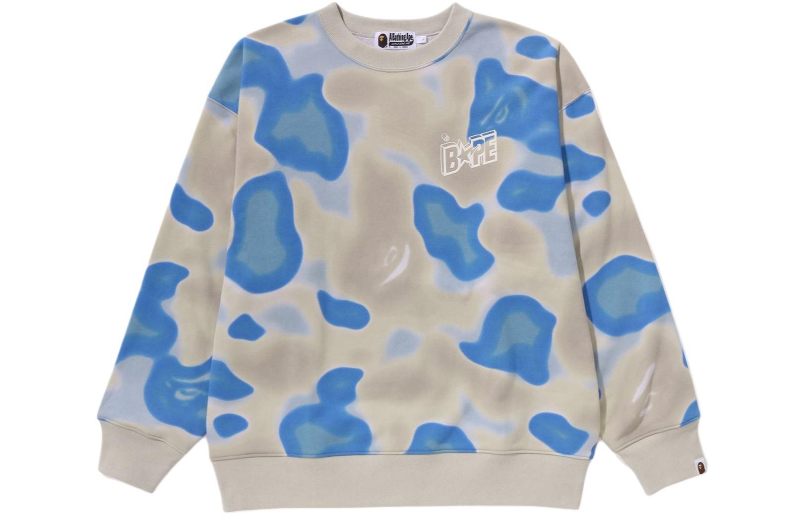 BAPE SS24 Blue Camo Pullover Crewneck Sweatshirt Long Sleeve 0ZXSWM113016M-BLX