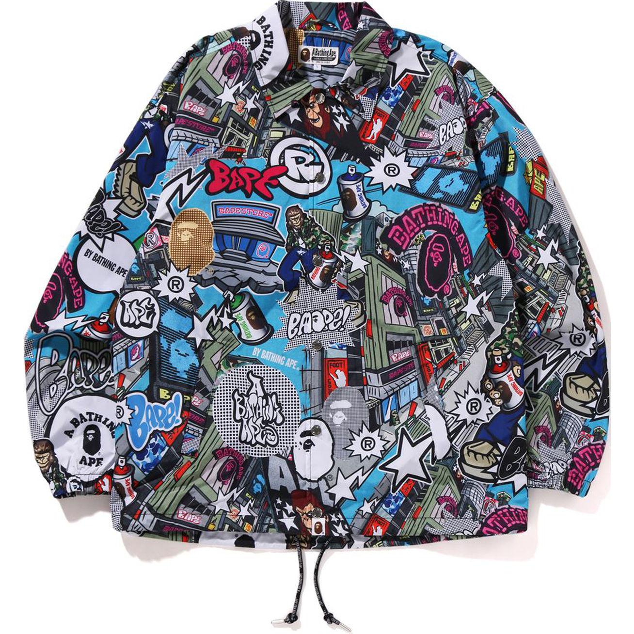 BAPE SS24 Comic Art Series Graphic Logo Button Casual Jacket Multicolor 0ZXLJM140308M