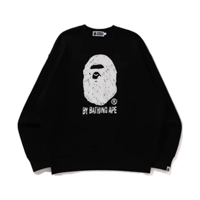 BAPE SS24 Hand-Drawn Ape Head Logo Loose Fit Crewneck Sweatshirt 1K30-113-303