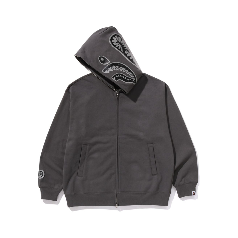 BAPE SS24 Hand-Drawn Shark Zip-Up Hoodie 0ZXSWM15305XM