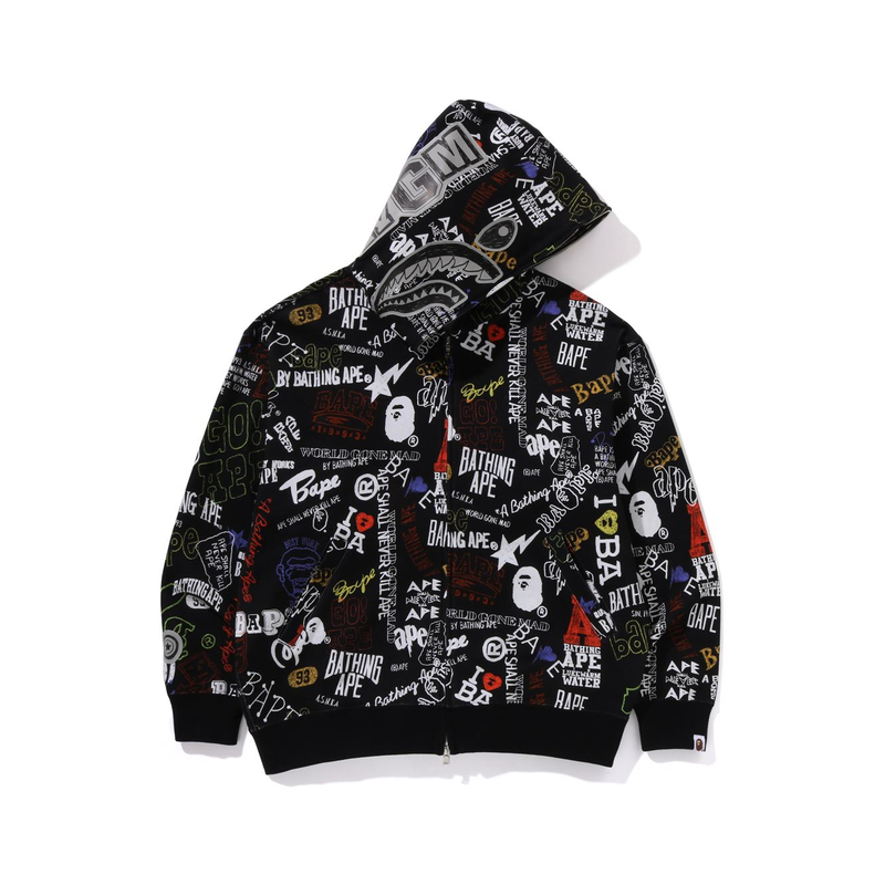 BAPE SS24 Shark Hand-Drawn Graphic Zip-Up Hoodie Men’s 0ZXSWM115303M