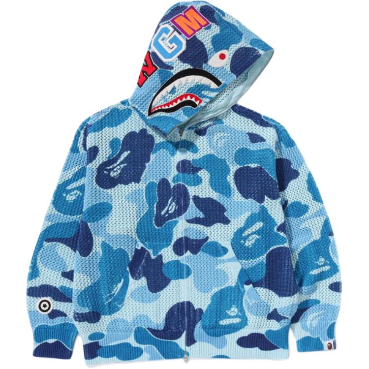 BAPE SS25 ABC Camo Full-Zip Shark Patch Hoodie Casual Wear 1L30-115-306