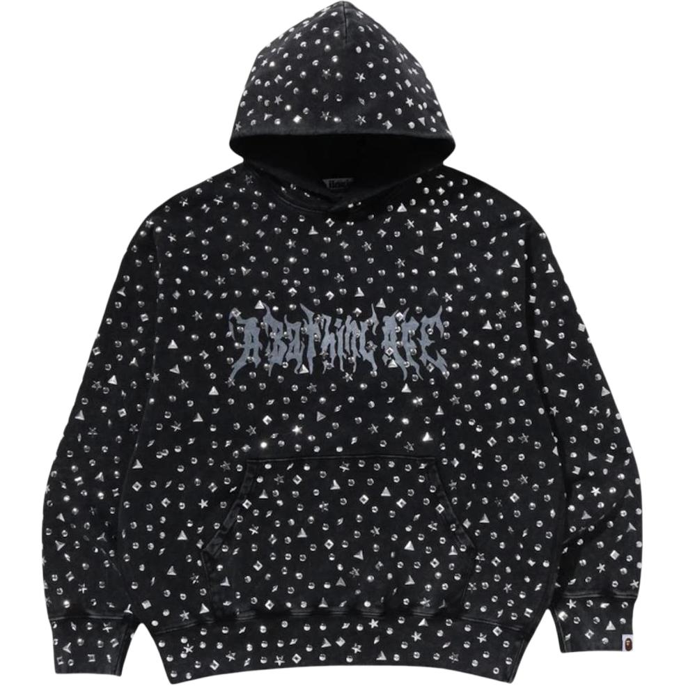 BAPE SS25 Rivet Logo Oversized Long Sleeve Sweatshirt Black 1L30-114-317