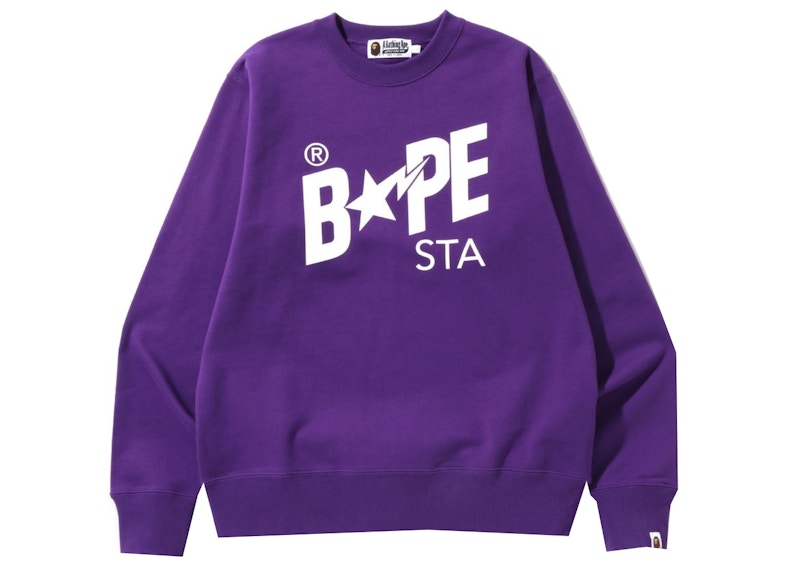 Buy ベイプ スタ ロゴ クルーネック (紫)
