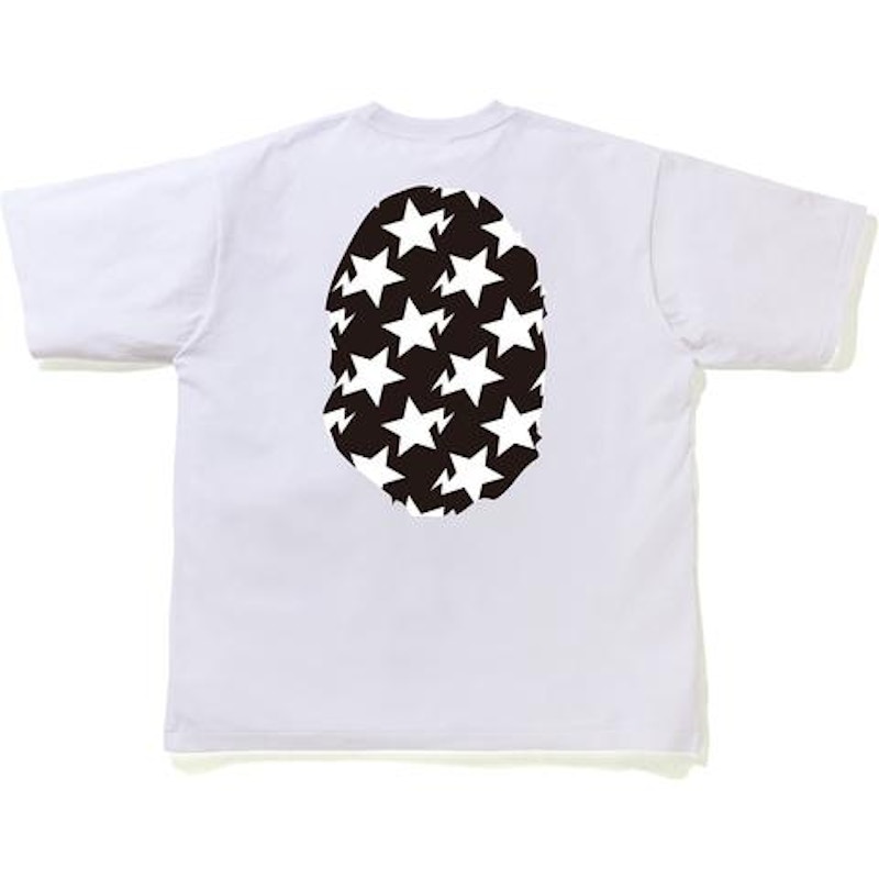Order BAPE STA Motif Kepala Ape Besar T-shirt Santai Putih/Hitam