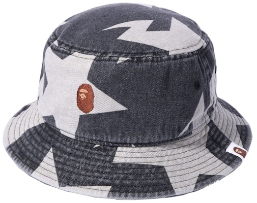 BAPE Sta Pattern Denim Bucket Hat Black Buy BAPE Sta Pattern Denim Bucket Hat Black