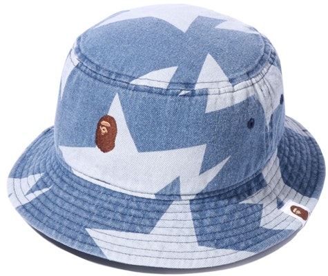BAPE Sta Pattern Denim Bucket Hat Indigo Buy BAPE Sta Pattern Denim Bucket Hat Indigo