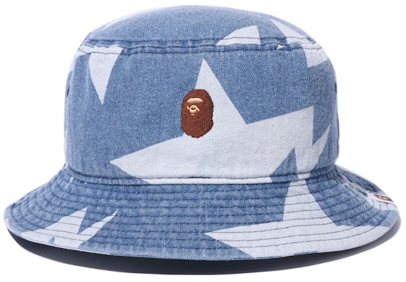 BAPE Sta Pattern Denim Bucket Hat Indigo Order BAPE Sta Pattern Denim Bucket Hat Indigo