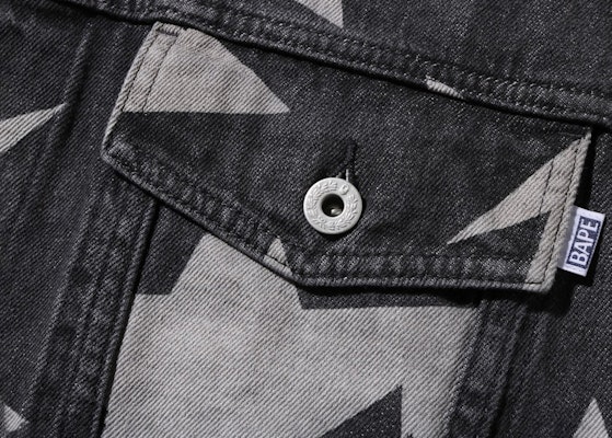 BAPE Sta Pattern Loose Fit Denim Jacket Black Order BAPE Sta Pattern Loose Fit Denim Jacket Black