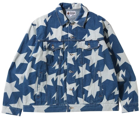 BAPE Sta Pattern Loose Fit Denim Jacket Indigo Buy BAPE Sta Pattern Loose Fit Denim Jacket Indigo