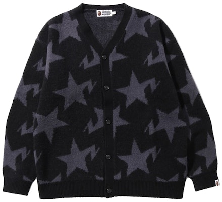 BAPE Sta Pattern Relaxed Fit Knit Cardigan Black Buy BAPE Sta Pattern Relaxed Fit Knit Cardigan Black