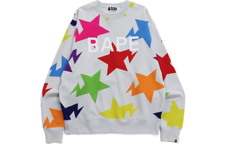 BAPE Sta Star Pattern Relaxed Fit Crewneck Sweatshirt 1H80-113-009
