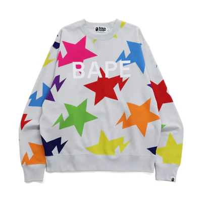 BAPE Sta Star Pattern Relaxed Fit Crewneck Sweatshirt 1H80-113-009