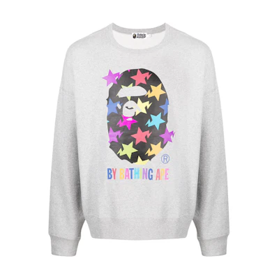 BAPE Star Ape Head Print Crewneck Sweatshirt Grey 001SWH701009IGRAY