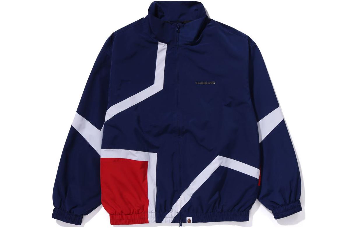 BAPE Striped Full-Zip Double-Puller Stand Collar Jacket Men 1J80-140-062