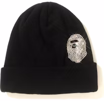 Bape Swarovski Ape Head Knit Cap Black Bape Swarovski Ape Head Knit Cap Black