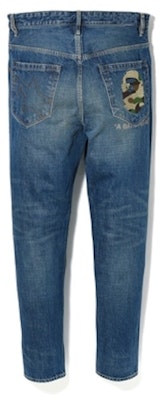 Bape Taper Ape Head Washed Denim Pants Indigo Buy Bape Taper Ape Head Washed Denim Pants Indigo