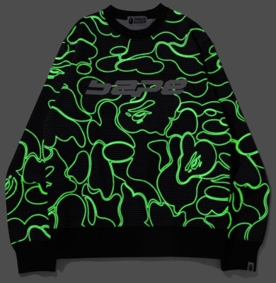 BAPE Text Code Camo Crewneck Black Lookbook BAPE Text Code Camo Crewneck Black