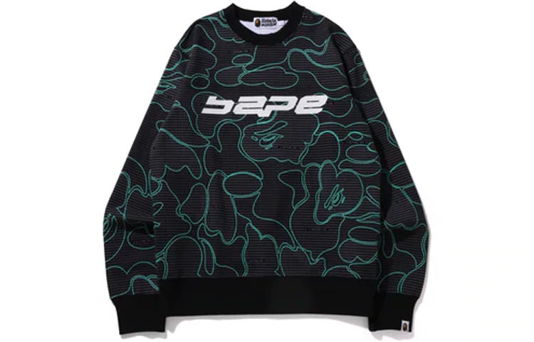 BAPE Text Code Camo Glow-in-the-Dark Crewneck Sweatshirt Mens. 1I30-113-010