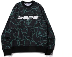 BAPE Text Code Camo Glow-in-the-Dark Crewneck Sweatshirt Mens. 1I30-113-010 BAPE Text Code Camo Glow-in-the-Dark Crewneck Sweatshirt Mens. 1I30-113-010