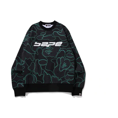 BAPE Text Code Camo Glow-in-the-Dark Crewneck Sweatshirt Mens. 1I30-113-010