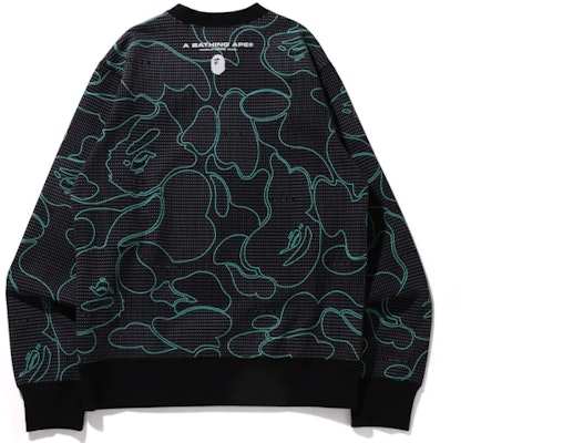 BAPE Text Code Camo Glow-in-the-Dark Crewneck Sweatshirt Lelaki. 1I30-113-010 Lookbook BAPE Text Code Camo Glow-in-the-Dark Crewneck Sweatshirt Lelaki. 1I30-113-010