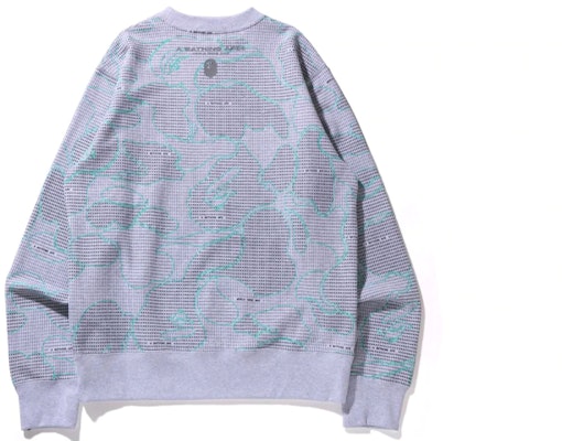 BAPE Text Code Camo Glow-in-the-Dark Crewneck Sweatshirt Lelaki. 1I30-113-010 Purchase BAPE Text Code Camo Glow-in-the-Dark Crewneck Sweatshirt Lelaki. 1I30-113-010