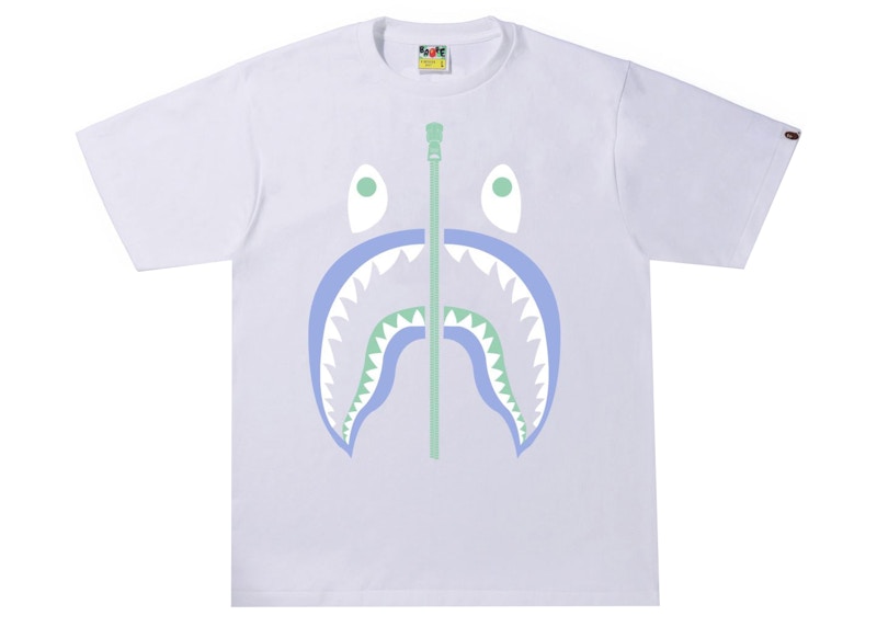 BAPE Text Code Camo Shark Tee White