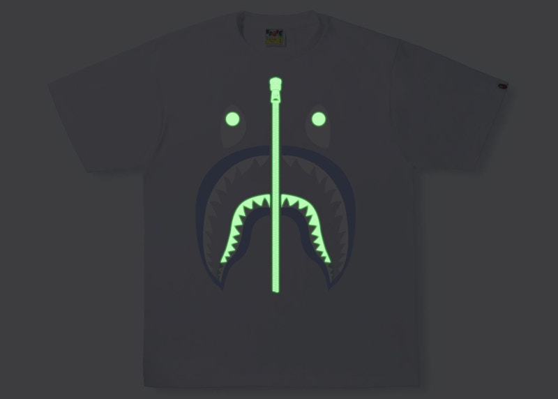 Order BAPE 字母迷彩鲨鱼白色T恤