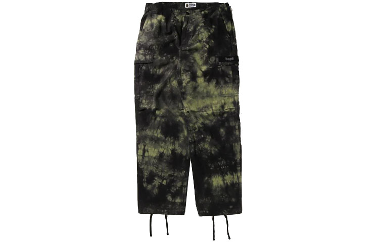 BAPE Tie-Dye Logo Embroidered Straight-Leg Casual Pants . 1I80-152-012