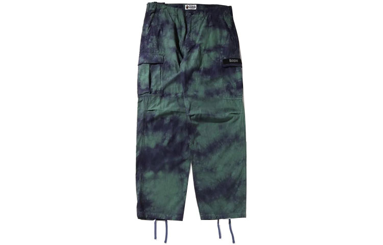 Shop 베이프 타이다이 로고 자수 스트레이트 핏 캐주얼 팬츠. 1I80-152-012