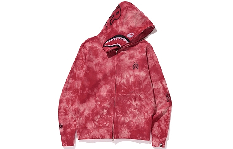 BAPE Tie-Dye Shark Full-Zip Hoodie Pink Unisex 1E30-115-013POWDER