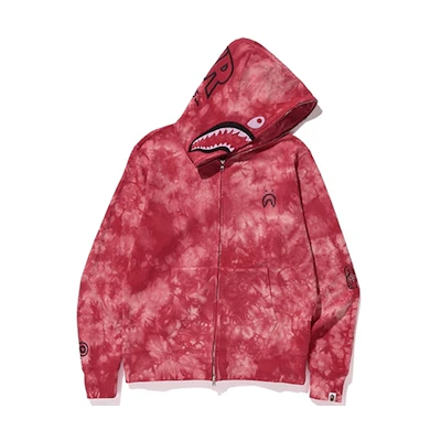 BAPE Tie-Dye Shark Full-Zip Hoodie Pink Unisex 1E30-115-013POWDER